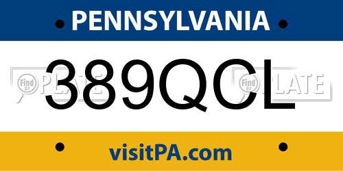 389QCL Pennsylvania License Plate