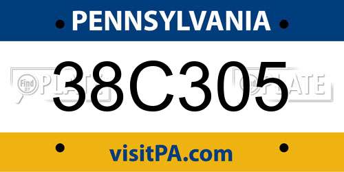 38C305 Pennsylvania License Plate