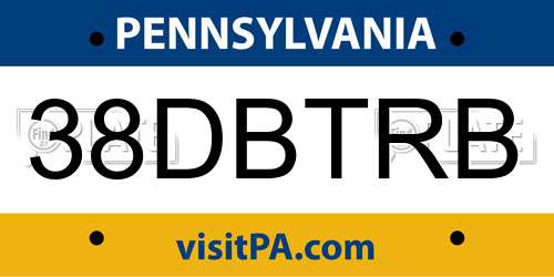 38DBTRB Pennsylvania License Plate