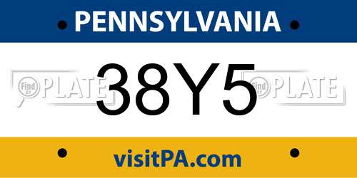 38Y5 Pennsylvania License Plate
