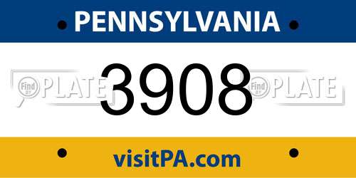 3908 Pennsylvania License Plate