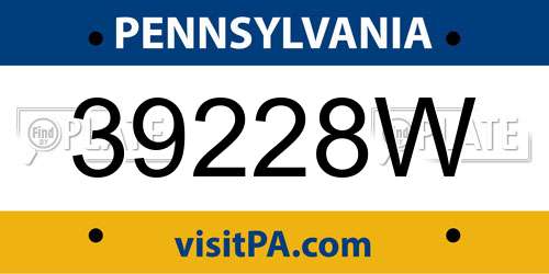 39228W Pennsylvania License Plate