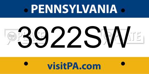 3922SW Pennsylvania License Plate
