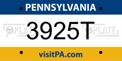 3925T Pennsylvania License Plate