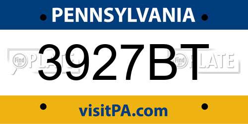 3927BT Pennsylvania License Plate