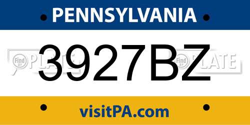 3927BZ Pennsylvania License Plate