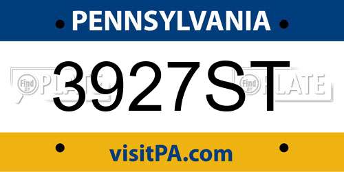 3927ST Pennsylvania License Plate