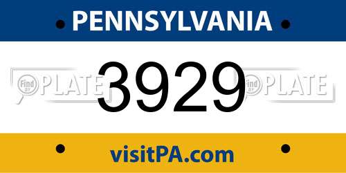 3929 Pennsylvania License Plate