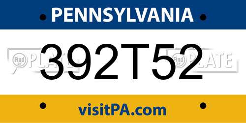 392T52 Pennsylvania License Plate