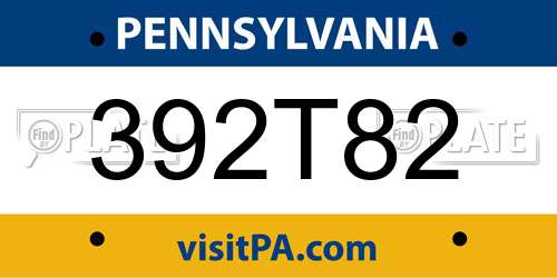 392T82 Pennsylvania License Plate
