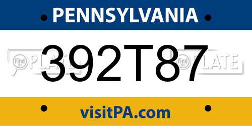 392T87 Pennsylvania License Plate