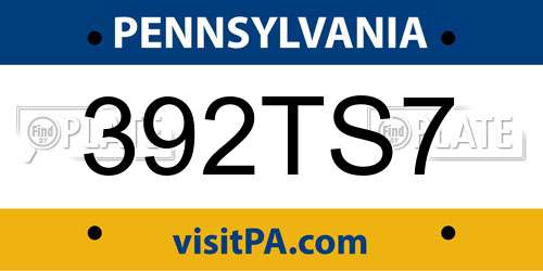 392TS7 Pennsylvania License Plate