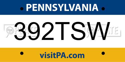 392TSW Pennsylvania License Plate