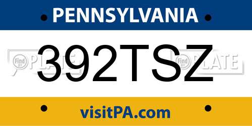 392TSZ Pennsylvania License Plate