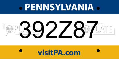 392Z87 Pennsylvania License Plate