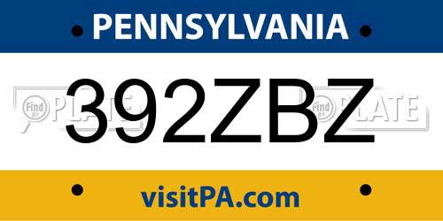 392ZBZ Pennsylvania License Plate