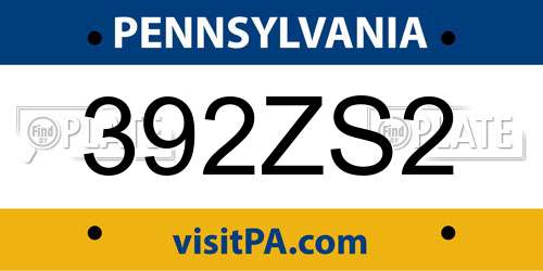392ZS2 Pennsylvania License Plate