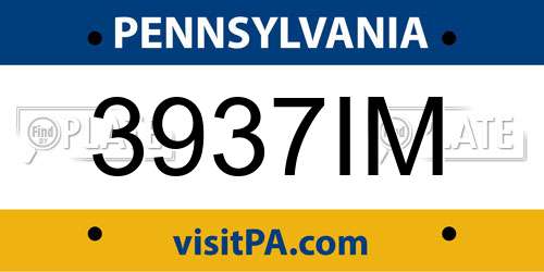 3937IM Pennsylvania License Plate