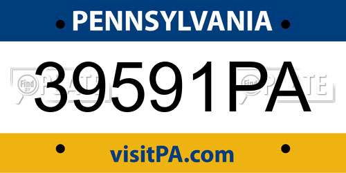 39591PA Pennsylvania License Plate
