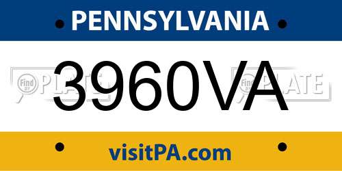 3960VA Pennsylvania License Plate