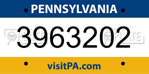 3963202 Pennsylvania License Plate