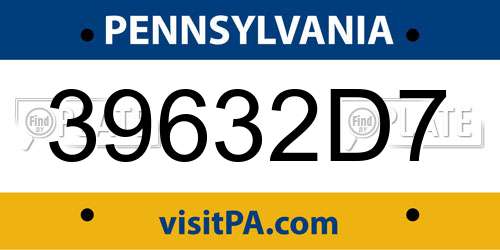 39632D7 Pennsylvania License Plate