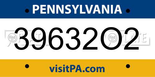 39632O2 Pennsylvania License Plate