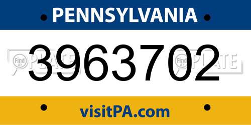 3963702 Pennsylvania License Plate