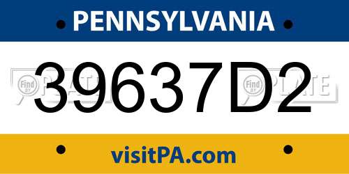 39637D2 Pennsylvania License Plate