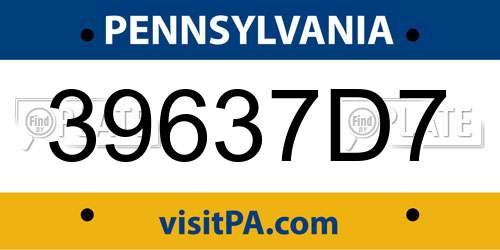 39637D7 Pennsylvania License Plate
