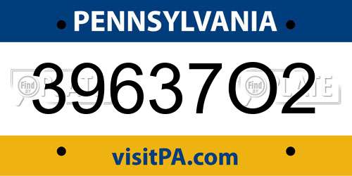 39637O2 Pennsylvania License Plate