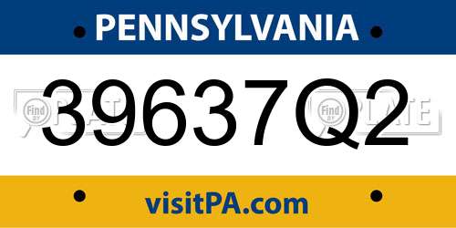 39637Q2 Pennsylvania License Plate