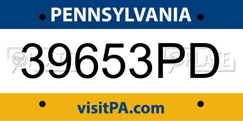 39653PD Pennsylvania License Plate
