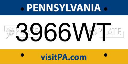 3966WT Pennsylvania License Plate
