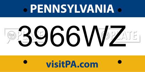 3966WZ Pennsylvania License Plate
