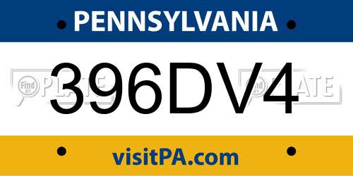 396DV4 Pennsylvania License Plate