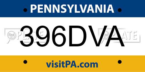 396DVA Pennsylvania License Plate