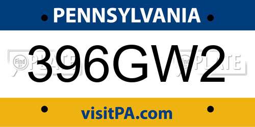 396GW2 Pennsylvania License Plate