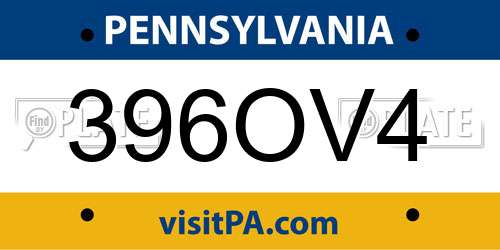 396OV4 Pennsylvania License Plate