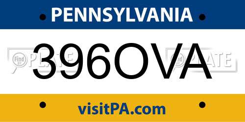 396OVA Pennsylvania License Plate