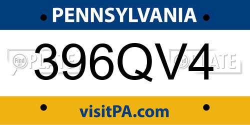 396QV4 Pennsylvania License Plate