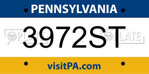 3972ST Pennsylvania License Plate
