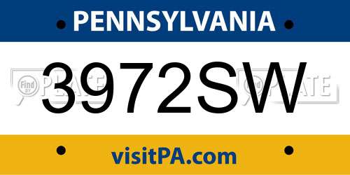 3972SW Pennsylvania License Plate