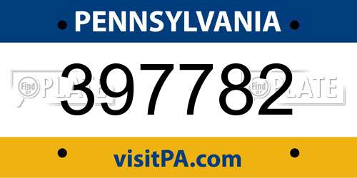 397782 Pennsylvania License Plate