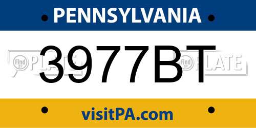 3977BT Pennsylvania License Plate