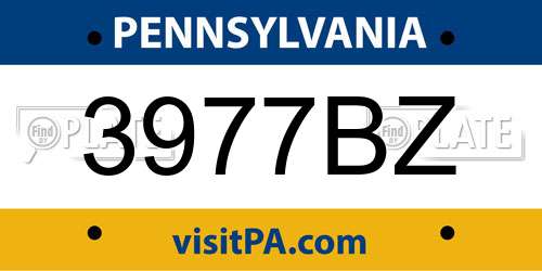 3977BZ Pennsylvania License Plate
