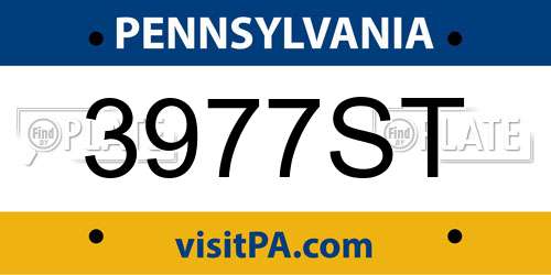3977ST Pennsylvania License Plate