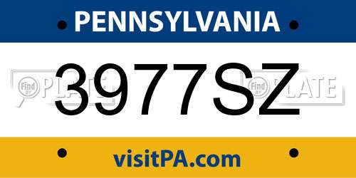 3977SZ Pennsylvania License Plate