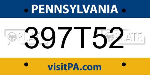 397T52 Pennsylvania License Plate