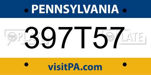 397T57 Pennsylvania License Plate